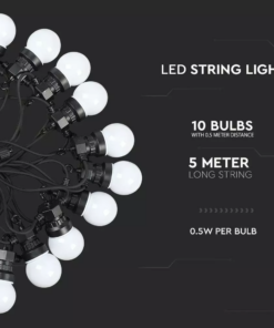 Αδιάβροχο φωτιστικό γιρλάντα 5m με 10 λάμπες Ψυχρό λευκό 6000Κ V-TAC – 7437
