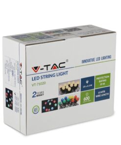 Αδιάβροχο φωτιστικό γιρλάντα 10m με 20 λάμπες RGB+Κίτρινο V-TAC – 7438