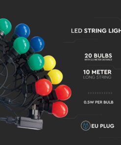 Αδιάβροχο φωτιστικό γιρλάντα 10m με 20 λάμπες RGB+Κίτρινο V-TAC – 7438