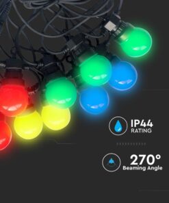 Αδιάβροχο φωτιστικό γιρλάντα 10m με 20 λάμπες RGB+Κίτρινο V-TAC – 7438