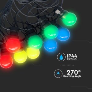 Αδιάβροχο φωτιστικό γιρλάντα 10m με 20 λάμπες RGB+Κίτρινο V-TAC – 7438