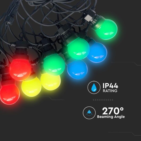 Αδιάβροχο φωτιστικό γιρλάντα 10m με 20 λάμπες RGB+Κίτρινο V-TAC – 7438