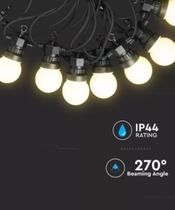 Αδιάβροχο φωτιστικό γιρλάντα 10m με 20 λάμπες Ψυχρό λευκό 6000Κ V-TAC – 7440