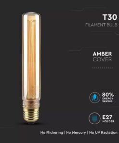 LED Λάμπα E27 T30 19cm 2W Filament Amber V-TAC 300° 65lm Θερμό Λευκό 1800Κ – 217473