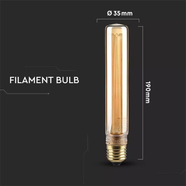 LED Λάμπα E27 T30 19cm 2W Filament Amber V-TAC 300° 65lm Θερμό Λευκό 1800Κ – 217473