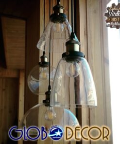 GloboStar® CONE 01169 Vintage Κρεμαστό Φωτιστικό Οροφής Μονόφωτο 1 x E27 Γυάλινο Καμπάνα Φ18 x Y20cm