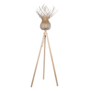 GloboStar® POPPY 01984 Boho Επιδαπέδιο Φωτιστικό Μονόφωτο 1 x E27 IP20 Μπεζ Ξύλο – Μ58 x Π58 x Υ168cm