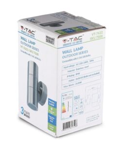 Εξωτερικό φωτιστικό τοίχου V-TAC, ατσάλινο, IP44, για 2xGU10 λάμπες, ισχύς έως 2x35W.