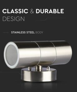 Απλίκα τοίχου από ανοξείδωτο ατσάλι, μοντέρνου σχεδιασμού, ανθεκτική και κλασική εμφάνιση.