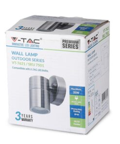 Εξωτερικό φωτιστικό τοίχου V-TAC LED 35W, προστασία IP44, γκρι μέταλλο, συμβατό με λαμπτήρες GU10.
