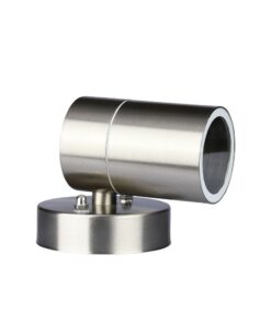 Μεταλλικό σποτ τοίχου νίκελ ματ, μοντέρνος κυλινδρικός σχεδιασμός, κατάλληλο για εσωτερικούς χώρους.