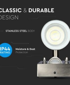 Αδιάβροχο φωτιστικό IP44, ανοξείδωτο ατσάλι, ανθεκτικό στην υγρασία και τη σκόνη, κλασικός σχεδιασμός.