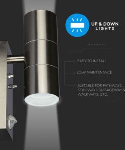 Ανοξείδωτο φωτιστικό τοίχου LED, κατάλληλο για εξωτερικούς χώρους, εύκολη εγκατάσταση και χαμηλή συντήρηση.