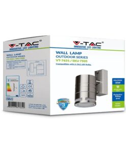 Εξωτερικό φωτιστικό τοίχου V-TAC 35W, IP44, για LED GU10, ασημί, εγγύηση 3 χρόνια.