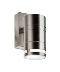 Ανοξείδωτο απλίκα τοίχου κυλινδρικό, μοντέρνο σχέδιο για εξωτερικό φωτισμό. Κατάλληλο για κήπους και μπαλκόνια.