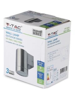 Εξωτερικό επιτοίχιο φωτιστικό LED V-TAC, ανοξείδωτο, IP44, γκρι, συμβατό με λαμπτήρες GU10, 35W.