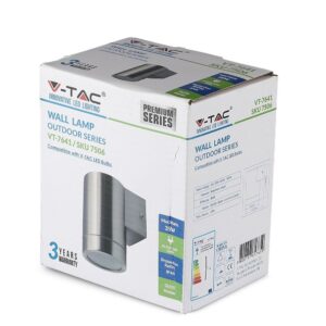 Εξωτερικό επιτοίχιο φωτιστικό LED V-TAC, ανοξείδωτο, IP44, γκρι, συμβατό με λαμπτήρες GU10, 35W.