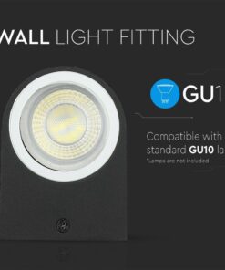 Επιτοίχιο φωτιστικό GU10, μαύρο, χωρίς λάμπα, συμβατό με πρότυπες λάμπες GU10.