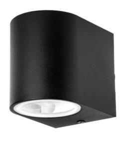 Μοντέρνο μαύρο απλίκα τοίχου, για εξωτερικό φωτισμό. Ανθεκτική κατασκευή, κατάλληλη για αυλές και βεράντες.