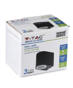 Εξωτερικό φωτιστικό τοίχου V-TAC, 35W, μαύρο, αδιάβροχο IP44, βάσης GU10, συμβατό με λαμπτήρες LED.