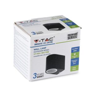 Εξωτερικό φωτιστικό τοίχου V-TAC, 35W, μαύρο, αδιάβροχο IP44, βάσης GU10, συμβατό με λαμπτήρες LED.