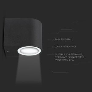 Εξωτερικό φωτιστικό τοίχου LED, μαύρο, εύκολη εγκατάσταση, κατάλληλο για διαδρόμους και σκάλες.