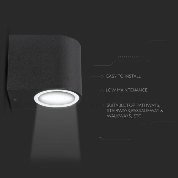 Εξωτερικό φωτιστικό τοίχου LED, μαύρο, εύκολη εγκατάσταση, κατάλληλο για διαδρόμους και σκάλες.