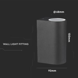 Μαύρο φωτιστικό τοίχου 150x92x68mm, για εσωτερική χρήση. Απλός σχεδιασμός, ιδανικό για μοντέρνους χώρους.