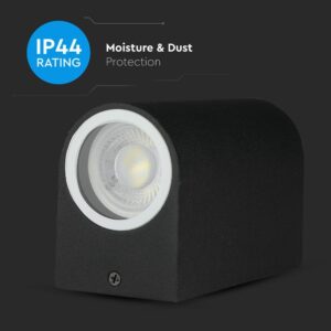 Εξωτερικό φωτιστικό μαύρο IP44, ανθεκτικό στην υγρασία και σκόνη για ασφαλή εξωτερική χρήση.
