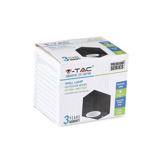 Εξωτερικό φωτιστικό τοίχου V-TAC 35W, αδιάβροχο IP44, μαύρο, με 3 χρόνια εγγύηση.