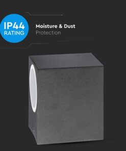 Εξωτερικό φωτιστικό με IP44 προστασία από υγρασία και σκόνη, μαύρο χρώμα, κατάλληλο για υπαίθριους χώρους.