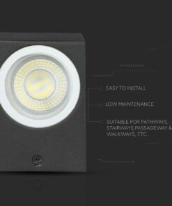 Αδιάβροχος τετράγωνος φωτιστικός τοίχου LED, μαύρο χρώμα, εύκολη εγκατάσταση, ιδανικό για διαδρόμους.