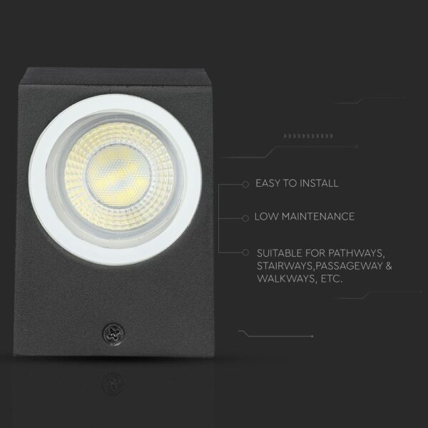 Αδιάβροχος τετράγωνος φωτιστικός τοίχου LED, μαύρο χρώμα, εύκολη εγκατάσταση, ιδανικό για διαδρόμους.
