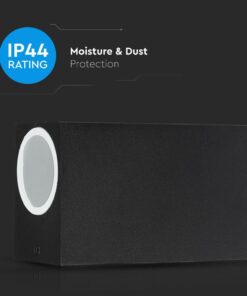 Μαύρο απλίκα τοίχου LED με IP44, ανθεκτική σε υγρασία και σκόνη. Ιδανική για εξωτερικούς χώρους.