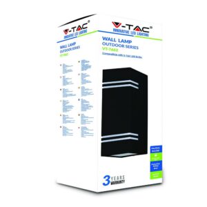 Εξωτερικό φωτιστικό τοίχου V-TAC VT-7662, μαύρο, διπλής δέσμης, IP44, συμβατό με λαμπτήρες LED GU10.