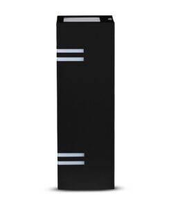 Μαύρο φωτιστικό εξωτερικού χώρου πλαστικό, με μοντέρνο σχέδιο και οριζόντιες λωρίδες φωτός LED.