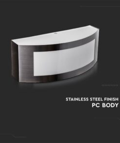 Δίχτυ LED τοίχου ανοξείδωτης ατσαλένιας όψης, με σώμα από πολυκαρβονικό. Ιδανικό για εξωτερικούς χώρους.