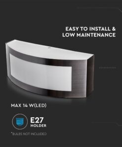 Φωτιστικό τοίχου E27 χωρίς λαμπτήρες, έως 14W LED, ανοξείδωτο, εύκολη τοποθέτηση, χαμηλή συντήρηση.