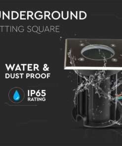 Τετράγωνο υπόγειο φωτιστικό IP65, ανθεκτικό σε νερό και σκόνη, ιδανικό για εξωτερικούς χώρους.