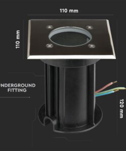 Φωτιστικό δαπέδου υπόγειας εγκατάστασης, διάμετρος 110x120 mm, μαύρο, κατάλληλο για εξωτερικό φωτισμό.