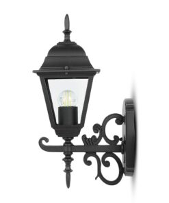 Εξωτερικό φωτιστικό τοίχου μαύρο, vintage στυλ με γυαλί, κατάλληλο για κήπο ή βεράντα.