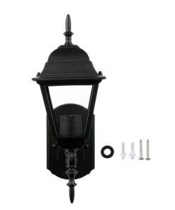 Εξωτερικό φωτιστικό τοίχου σε μαύρο χρώμα με κλασικό σχεδιασμό και βίδες τοποθέτησης.