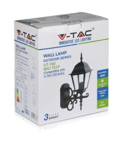 Εξωτερικό φωτιστικό τοίχου V-TAC, 60W, αντοχή IP44, E27, ιδανικό για χρήση με λαμπτήρες LED.