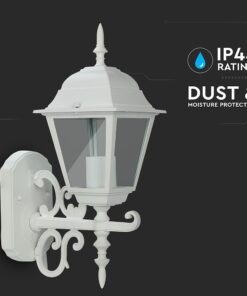Ανθεκτικό φωτιστικό τοίχου εξωτερικού χώρου IP44, προστασία σκόνης και υγρασίας, λευκό χρώμα.