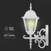 Εξωτερικό φωτιστικό τοίχου λευκό για λάμπες E27, ιδανικό για κλασική διακόσμηση κήπου ή βεράντας.