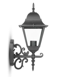 Απλίκα τοίχου μεταλλική μαύρη κλασικού στυλ για εξωτερικούς χώρους, ιδανική για διαχρονική διακόσμηση.