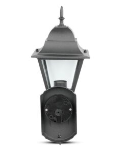 Φωτιστικό τοίχου εξωτερικού χώρου μαύρο, κλασικός σχεδιασμός με γυάλινο κάλυμμα, κατάλληλο για κήπους.