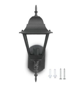 Εξωτερικό φως τοίχου κλασικού σχεδιασμού, μαύρο αλουμίνιο, με βίδες τοποθέτησης.