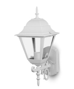 Λευκό φωτιστικό τοίχου εξωτερικής χρήσης vintage σχεδίασης, αντοχή σε καιρικές συνθήκες, ιδανικό για κήπους.