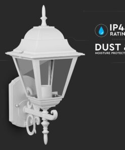 Λευκό απλίκα εξωτερικού χώρου IP44 με αντοχή σε υγρασία και σκόνη, κλασικός σχεδιασμός, τοποθέτηση τοίχου.